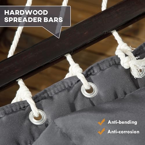 Outsunny Hamaca de pie con almohada, hamaca con soporte de acero, con barras de separación, para camping al aire libre, playa, gris oscuro - imagen 8