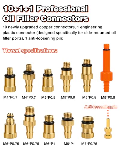 Image of Brake Bleed Kit for Shimano & SRAM, Hydraulic Bike Brake Bleeding Tool Kit for MTB & Road Bikes, Includes 10 Brass Connectors, Visual Oil Cup & Storage Base | Hydraulic Disc Brake Bleed Kit with 10 Brass Connectors