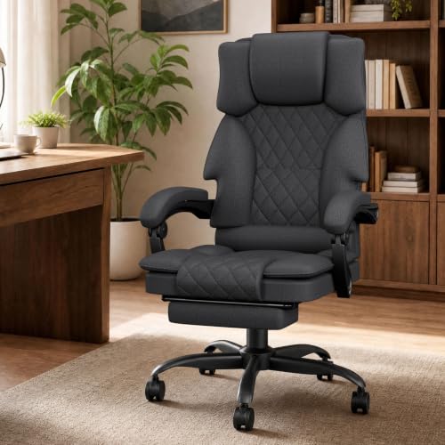 Image of WUPY Ergonomic Office Chair, Wide Seat Recline Computer Chairs, Deep Grey