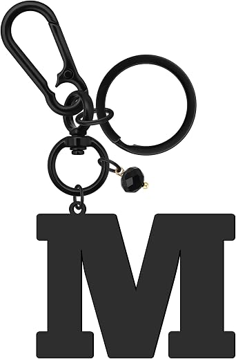 Baipilu Initial Keyring Gifts Black Letter Keychain for Women Initial Letter Keyring for Backpack Black Keychain
