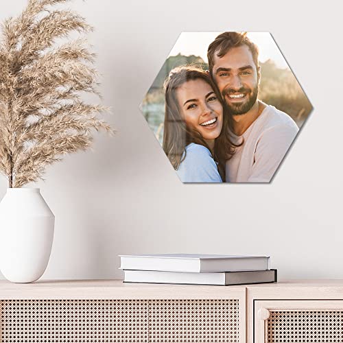 DEQORI Gepersonaliseerde glasafbeelding | eigen foto op echt glas | zeshoekig eendelig 40x35 cm | Foto cadeau | Wandafbeelding voor woonkamer, slaapkamer, hal en keuken | individuele wanddecoratie - Afbeelding 5