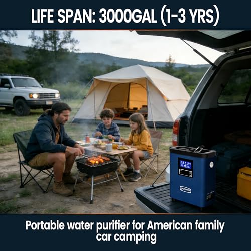 Purewell® K8680 RO Water Purifier System,10-Stage RV Portable Water Filtration Survival with UV,Desalination Rate Reaches 95%,Survival Gear Purification for Drinking,Team Camping,Travel(Blue)