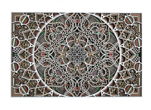 Large 3D Mandala Wall Art Panel, Layered Laser Cut Plywood,