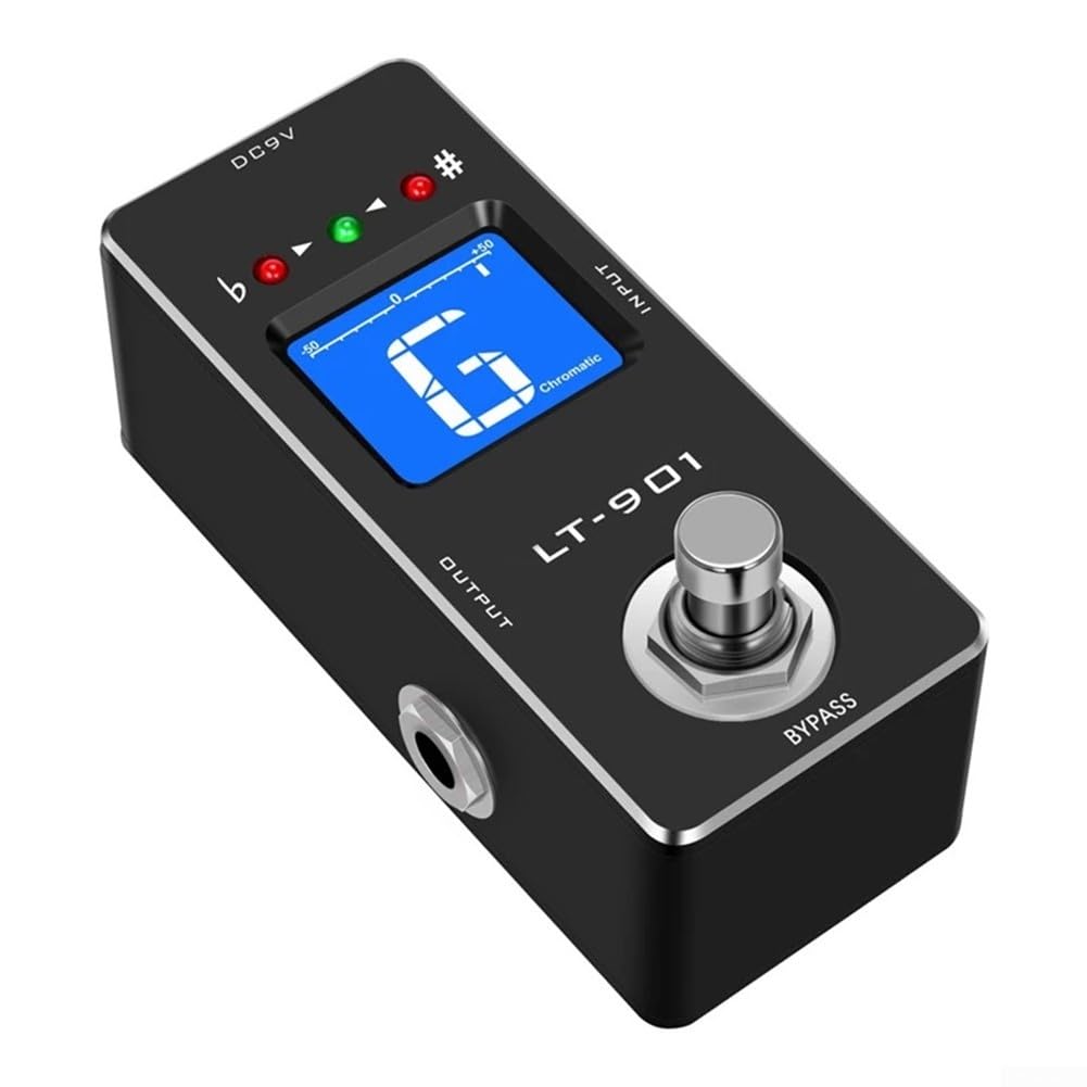 Rowin True Bypass Chromatisches Stimmpedal für Gitarre, LCD-Display, hohe Präzision ± 1 Cent, Mini-Größe bietet genaue Stimmleistung