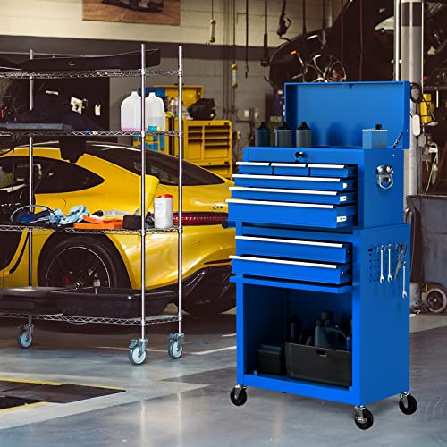 8-Drawer Tool Chest Toolbox, Rolling Tool Chest With Wheels, High Capacity Detachable Mobile Tool Storage Cabinet For Workshop, Garage, Mechanics And Repair Room(Cool Blue) #TOP7