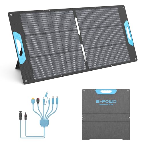 110W Faltbares Solarpanel mit USB-C PD 65W & USB-A QC 3.0, IP67 Wasserdicht, 23,5% Wirkungsgrad ETFE Ladegerät mit Ständer für Camping, Wohnmobil, Powerstation, Laptop, Smartphone, Tablet