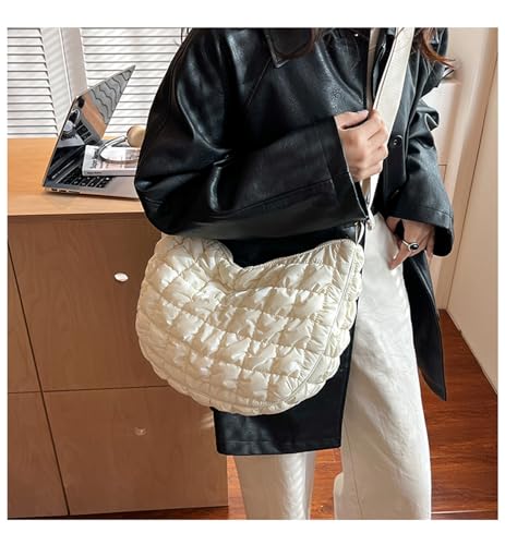 Image of Crescent Shoulder Bag Nylon Crossbody Bag for Women Nylon Hobo Bags Slouchy Sling Purse Dumpling Bags