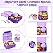 Aimsnk Kids Bento Lunch Box with 8oz Soup Thermo, Kids Leakproof Lunch Food Containers with 4 Compartment,Insulated Hot Food Jar with Lunch Bag for School, Travel (Purple)