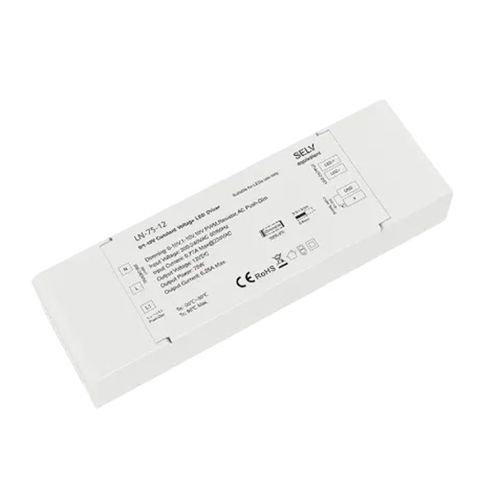 Pilote LED 12V 75W LN-75-12 tension constante dimmable 1-10V PWM