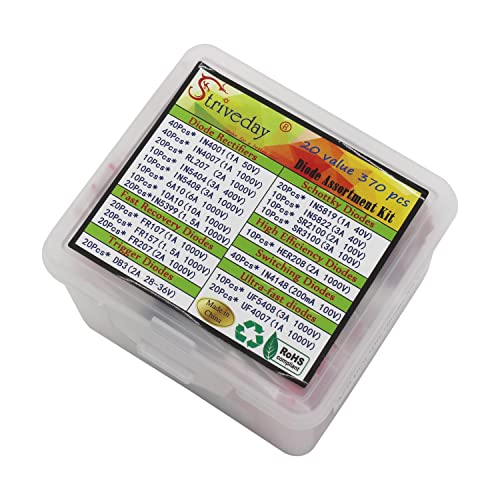 20 Value 370 Pcs Diode Assortment Kit Contain Rectifier/Fast Recovery/Schottky/Switching Diode #TOP1