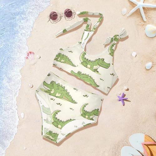 Girls' Bikini Set, Cute Little Crocodile Kids Swimsuit 2 Pcs Beach Bathing Suit4