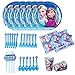 QWEPU 46PCS Stoviglie di Compleanno Set da Festa Tazze Piatti Tovaglioli Nuovi Articoli da tavola congelati per Bambini Funzione Compleanno Set di Accessori per Feste