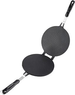 plplaaoo Egg Roll Maker,Double Sided Frying Pan,Eggs Omelet Maker,Non Stick Waffle Cone Maker,Black Aluminum Alloy Press Pancake Maker Baking Pan for Home Kitchen Restaurant
