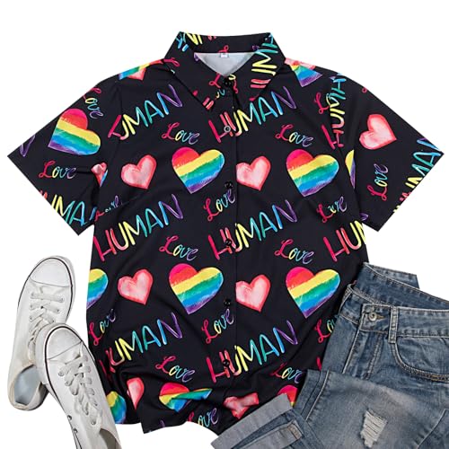 Pride Outfits for Women LGBT Shirts Ladies Rainbow Shirt Love Human Graphic Camiseta Lésbica Manga C