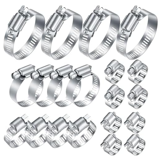 20Pcs Adjustable Stainless Steel Hose Clamps Assortment Kit 1/4-2in(6-51mm)