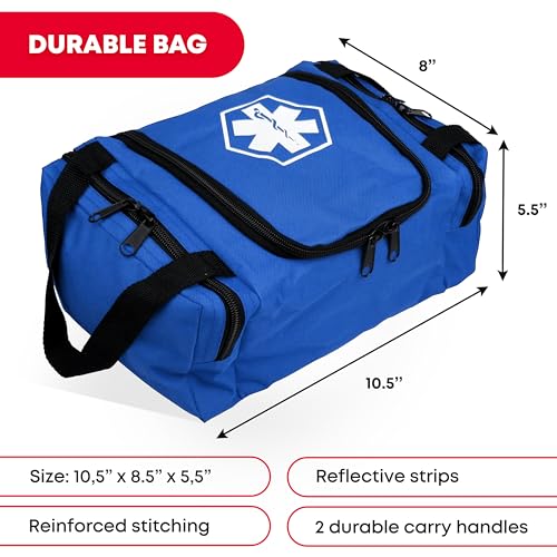 Image of Ever Ready First Aid EMS First Responder Fully Stocked Trauma First Aid Kit - Blue