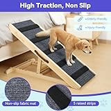 Pawaboo Hunderampe, Tragbare Haustiertreppe aus Holz, 4 Verstellbare Höhen 11.6' - 22.4', Haustierrampe für Kleine Mittelgroße Hunde mit Anti-rutsch bis 143lbs, Hundeeinstiegshilfe Auto Bett Sofa