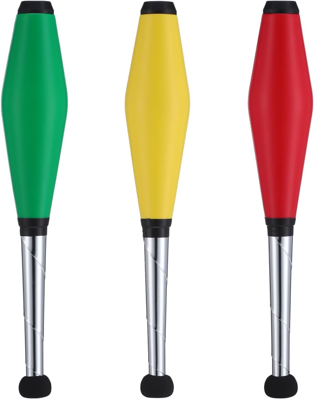 3Pcs Juggling Clubs Set, Green Yellow and Red Juggling Pins Training Acrobatic Sticks Toy for Skill-Building, Coordination, Suitable for Circus Performances and Family Activity
