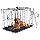 GarveeMore Faltbare Metall-Hundebox mit 2 Türen– Schwarz