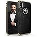 LOHASIC iPhone XR Leather Case, Luxury Electroplated Thin Slim PU Leather Soft Flexible TPU Hybrid Bumper Non-Slip Grip Shockproof Full Body Protective Cover Cases for Apple iPhone XR 6.1 inch (Black)