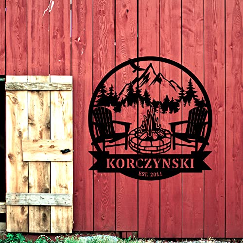 ZLOOREE Personalized Campfire Family Name Sign, Campfire Monogram,Personalized Metal Sign, Lakehouse Sign, Personalized Camping Signs,Monogram Décor,Personalized Outdoor Decor,Birthday, Father\'s Day - Thumbnail 7