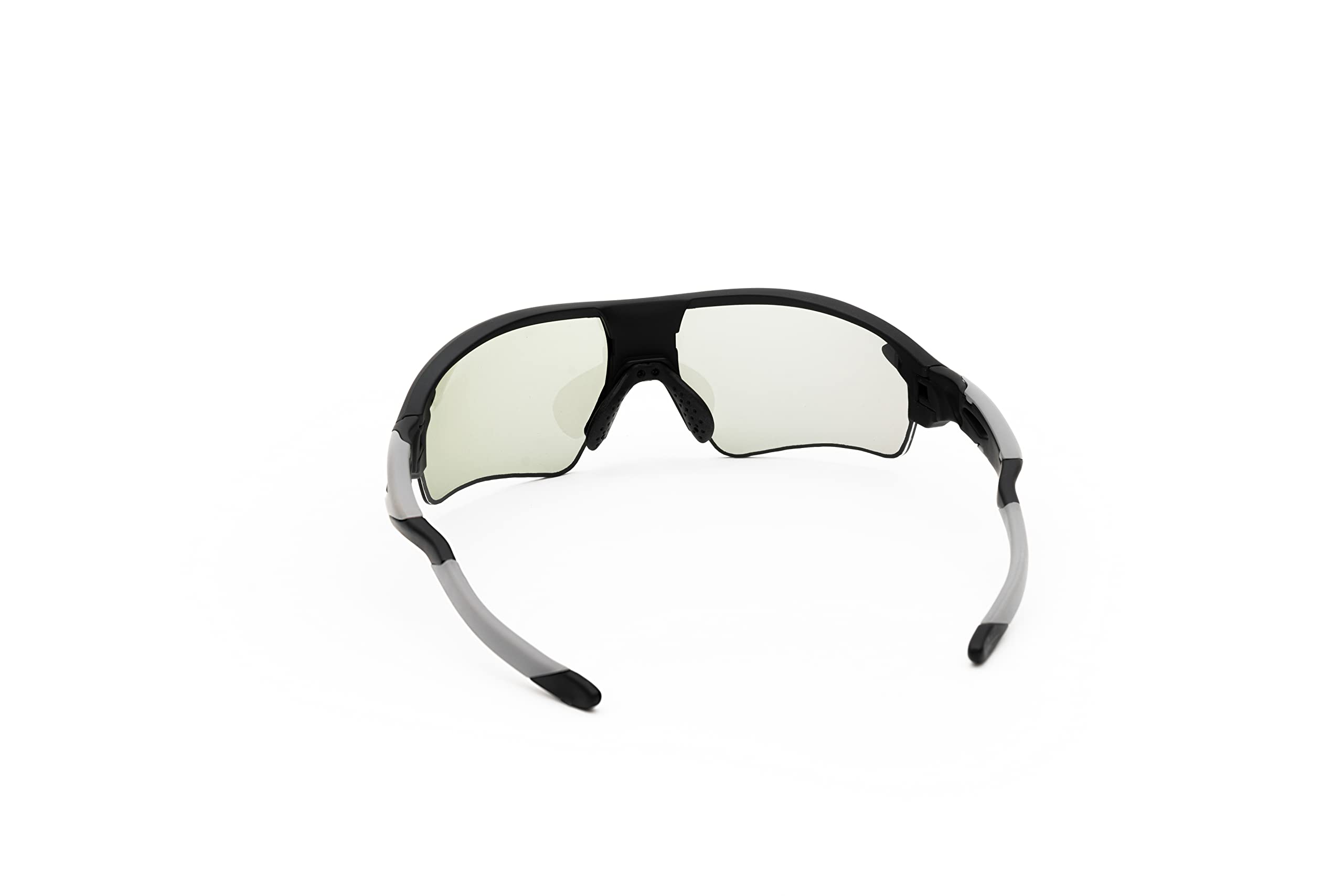 Wicue VR-1901 Occhiali sportivi E-Instant, lenti elettroniche fotocromatiche istantanee e polarizzate, montatura flessibile e anti-rottura, antiurto, nasello regolabile, senza batterie, Nero