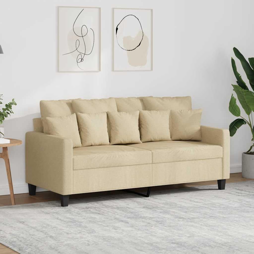 2-Sitzer-Couch Creme 140 cm Stoff mit Schlaffunktion und Stauraum für Wohnzimmer und Gästezimmer, platzsparendes Polstergarnitur mit Federkern, modernem Design
