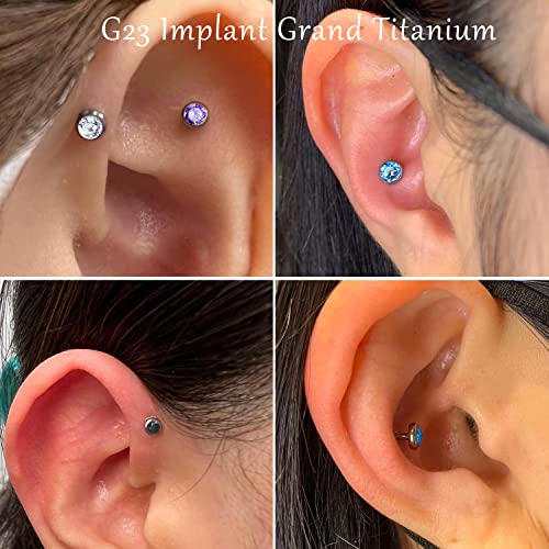 Vojo Flat Back Stud Earrings 20G G23 Titanium Cz Hypoallergenic Threadless Cartilage Piercing Jewelry For Women (20G 6Mm, Red Cz) #TOP2
