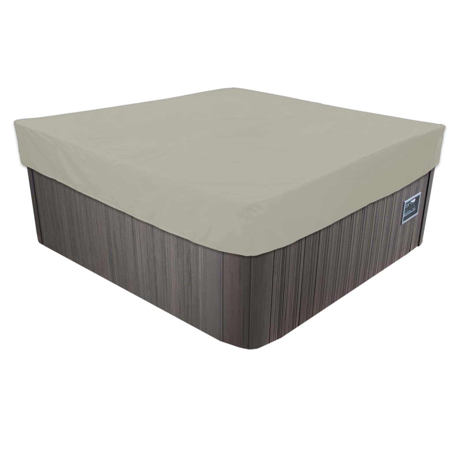 LDIW Universal Hot Tub Cover, Dustproof Waterproof 210D Oxford UV Resistant SPA Cover for Outdoor Garden Patio Furniture Swimming Pool,Beige,207 * 207 * 30CM