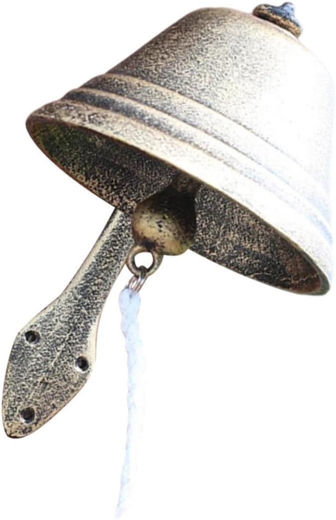 Garneck Large Vintage Cast Iron Dinner Bell Hand Crank European Style Doorbell Pendant for Garden and Housewarming Decorative Wall Hanging