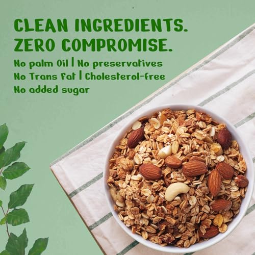 Image of Only Earth Protein Granola | Nuts & Seeds | 24g Plant Protein | High Fiber | No Added Sugar | Dairy-Free | With Almonds, Cashews, Pumpkin Seeds, Flax & Chia | 350g
