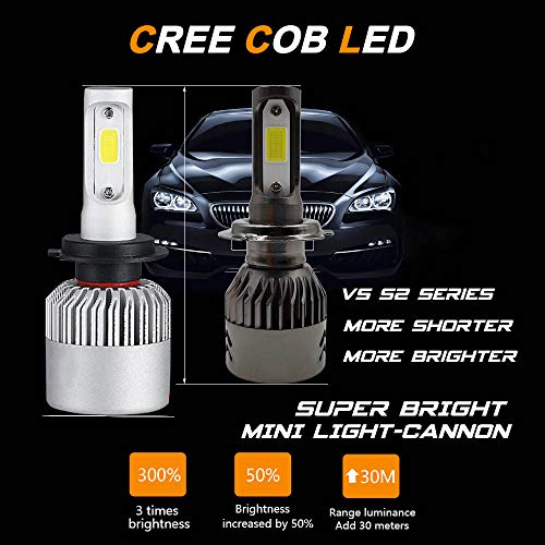 FANTELI H7 4300K Warm White LED Headlight Bulbs All-in-One Conversion Kit - 72W 8000LM High Beam/Low Beam/Fog Lights Extremely Bright