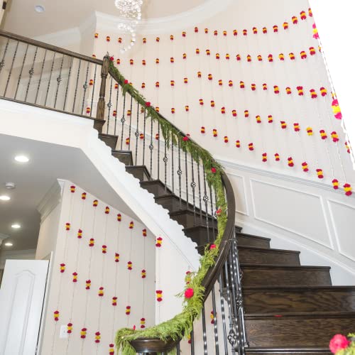 Desi Favors Real Looking Lilly Pooja Garlands | Diwali Marigold Indian Wedding Staircase Pooja, Housewarming, Indian Wedding Decoration | 6ft (Pack of 4) by Desi Favors - Used condition - Image 6