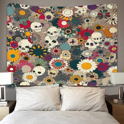 Tapisserie crâne 3D pour habiller un grand mur de chambre ou de dortoir 180x230cm