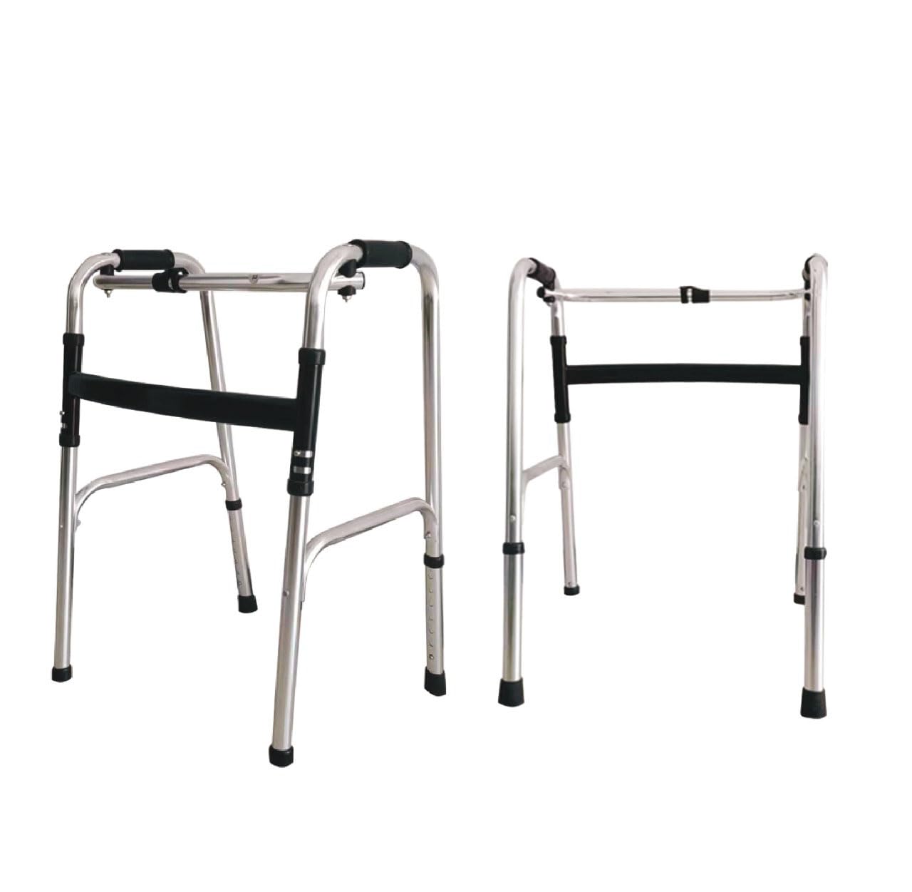 StarMed Aluminium Single Bend Walker, Adjustable Height, Lightweight Walking Support, button bend