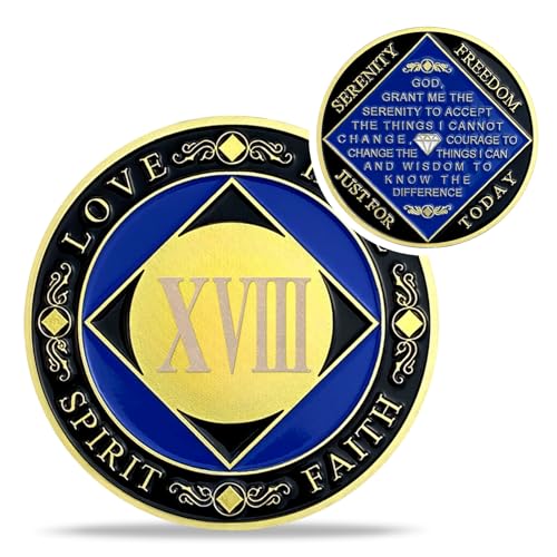 18 Year NA Medallions - Recovery Narcotics Anonymous Chips - 18 Year Living Clean Sobriety Coin - (Years 1-30) Journey Celebrate Recovery Addicts - Narcotics Anonymous Gifts for Men Women