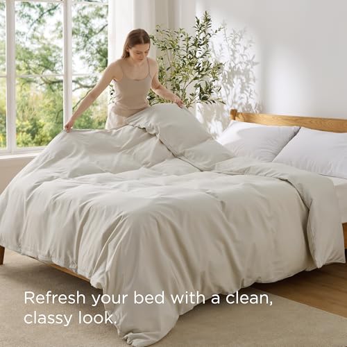 Image of Bedsure Duvet Cover King - Only Includes 1 Duvet Cover (104 inchx90 inch), Hotel Luxury Soft Double Brushed All Season Bedding for Kids & Adults, Zipper Closure, Light Beige (No Comforter, No Pillow Shams)