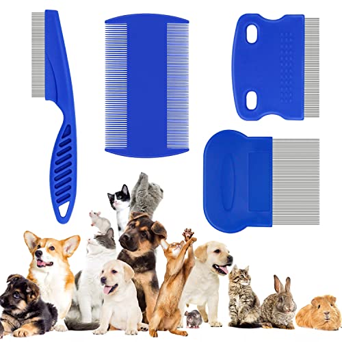 Fuyihgl 4 Pcs Flea Lice Comb For Cats Dogs | 4 Styles Of Comb Included, Cat Dog Combs For Grooming Eye Tear Stain, Dematting Comb For Dogs Cats | Ideal For All Types Of Small, Medium, Large Pets Hair #TOP6