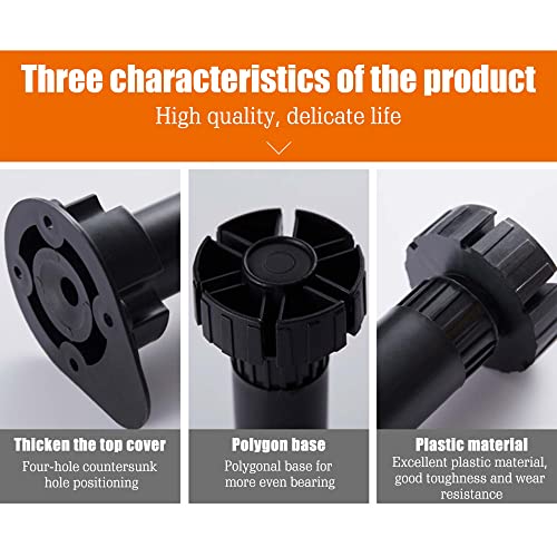Soogree 4 Pack Adjustable Furniture Leg Foot, Hardware Casters Glides Height Cabinet Leveling For Kitchen Bathroom Chairs Legs Adjusts From 3.93" To 4.72" #TOP3