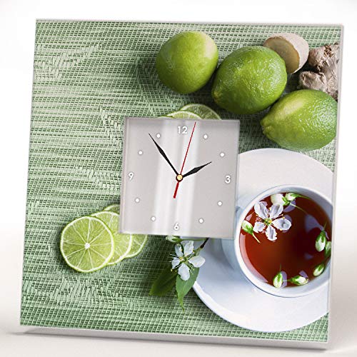 Herbal Cup Of Tea Citrus With Fresh Limes Ginger Wall Clock Framed Mirror Printed Food Art Kitchen Home Decor Gift #TOP4