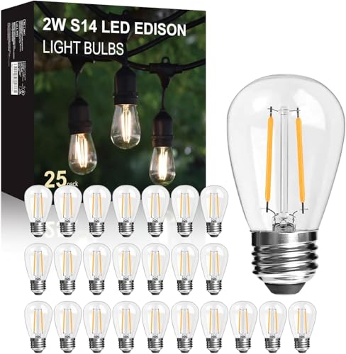 25-Pack-2W-S14-LED-Glass-Bulbs-for-Outdoor-String-Lights-Replace 25 Pack 2W S14 LED Glass Bulbs for Outdoor String Lights Replace - Image 1
