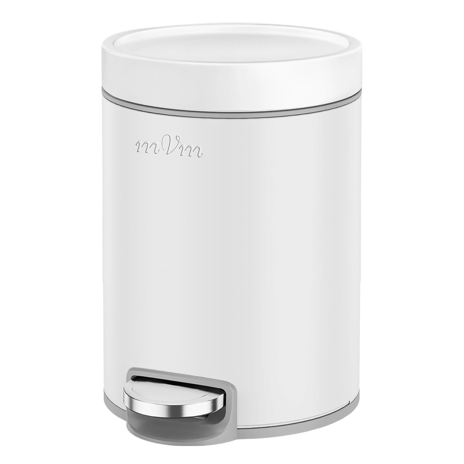 mVm 12L Kitchen Bin, Stainless Steel Pedal Rubbish Bin, Bin with Lid, White