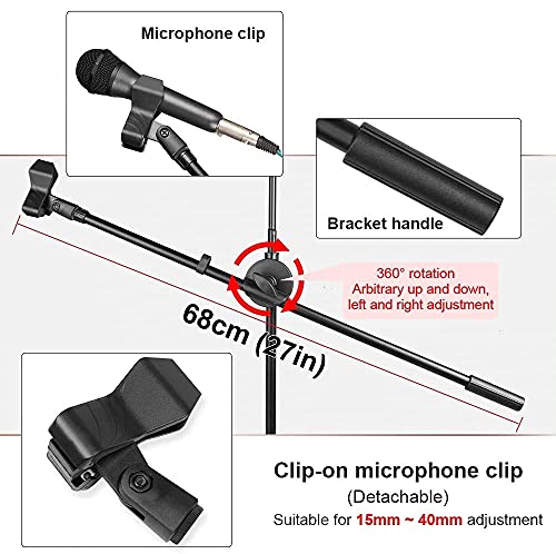 Image of Amazon Brand - Solimo Microphone Stand with Mobile Holder Adjustable, Mic Stand for Singing, Studio Recording, Podcasting, Live Streaming & Gaming