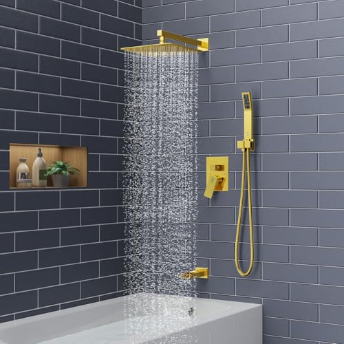 Image of SR SUN RISE 12'' All-Metal Shower System with Tub Spout Handheld Sprayer