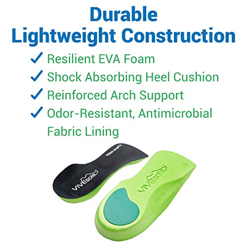 Vivesole Orthotic Heel Insoles - Half Shoe Inserts for Plantar Fasciitis, Foot Arch, Feet Fatigue, Lower Back Pain Relief - Non Odor Foam Cup Support for Men, Woman - for Walking, Running, Exercises