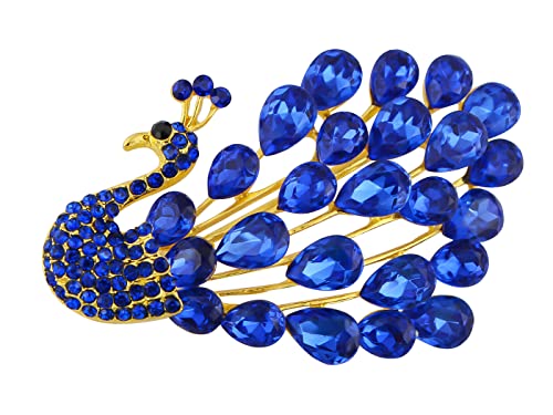 Alilang Vintage Crystal Swan Peacock Bird Feather Pin Brooch Rhinestone