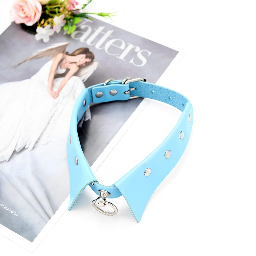 Urieo Gothic Leather Choker Necklace  Punk Nightclub Jewerly Accessories for Women: Blue
