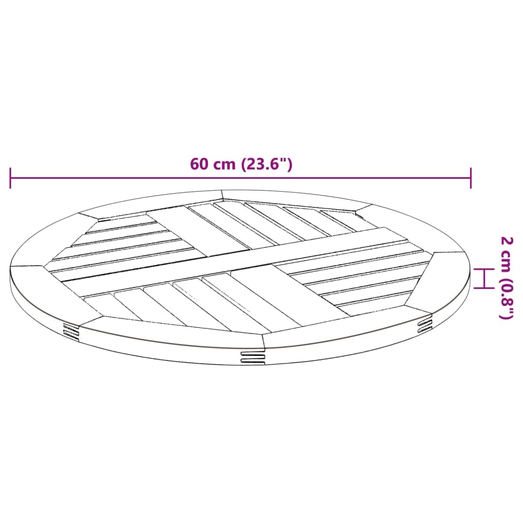 vidaXL Rundtischplatte aus Akazienholz, Ø 60 cm