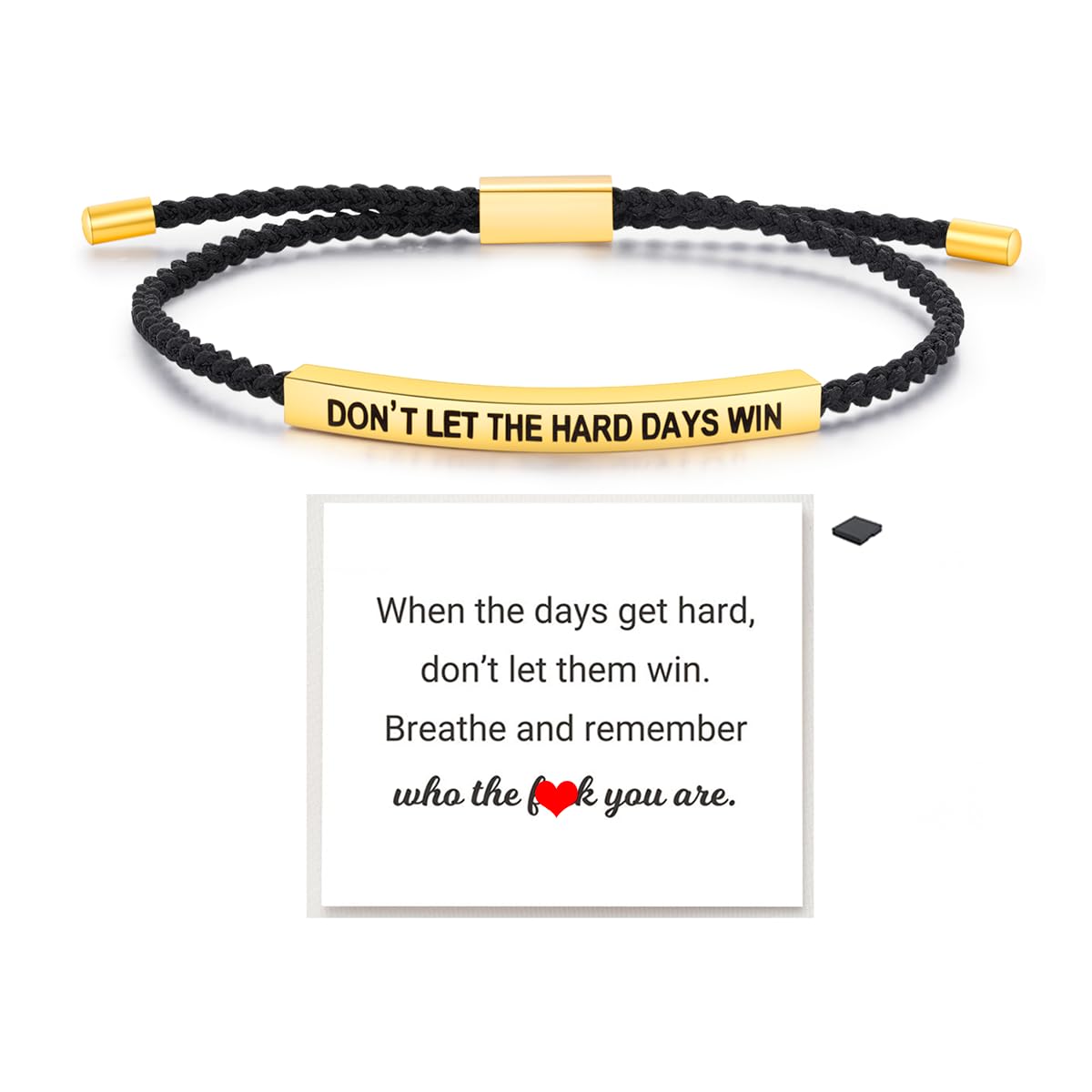 Dont Let The Hard Days Win Motivational Tube Bracelet For Women, Adjustable Hand Bradied Wrap Stainless Steel Inspirational Gifts Jewelry