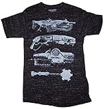 Gears of War 4 Weapons Mens Black Space Dye T-Shirt (X-Large)